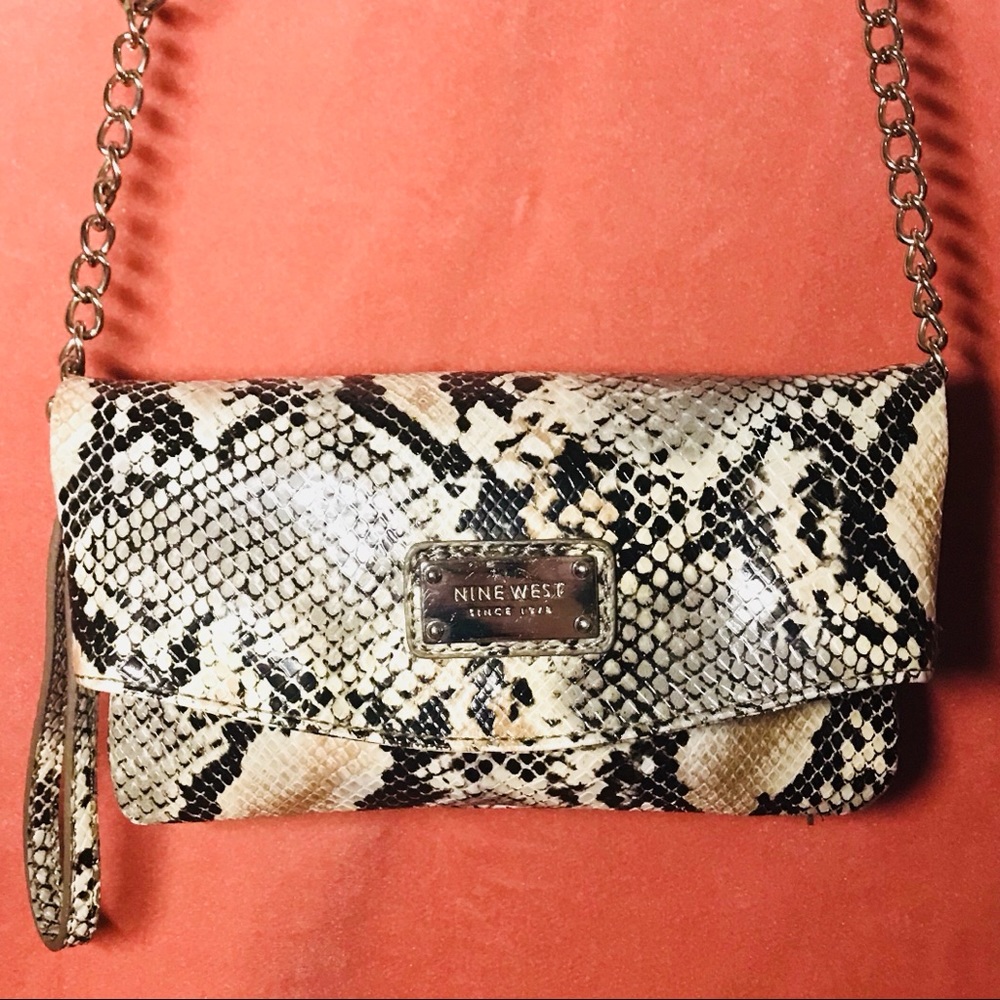 S O L DNine West Crossbody Purse In Faux Snakeskin